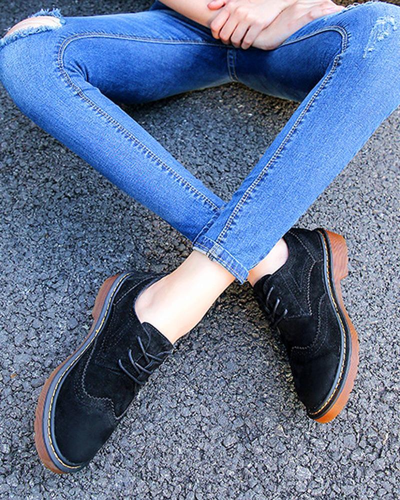 Suede Leather Lace-Up Oxfords