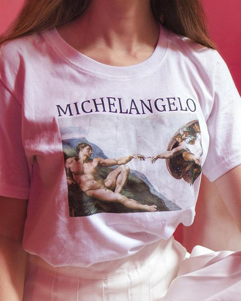 Outlet26 Michelangelo Printing T-Shirt white