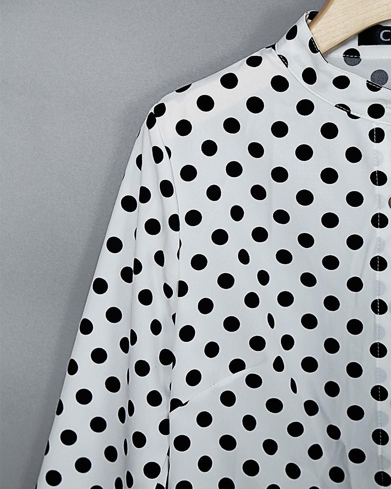 Long Sleeve Dot Print Casual Shirt