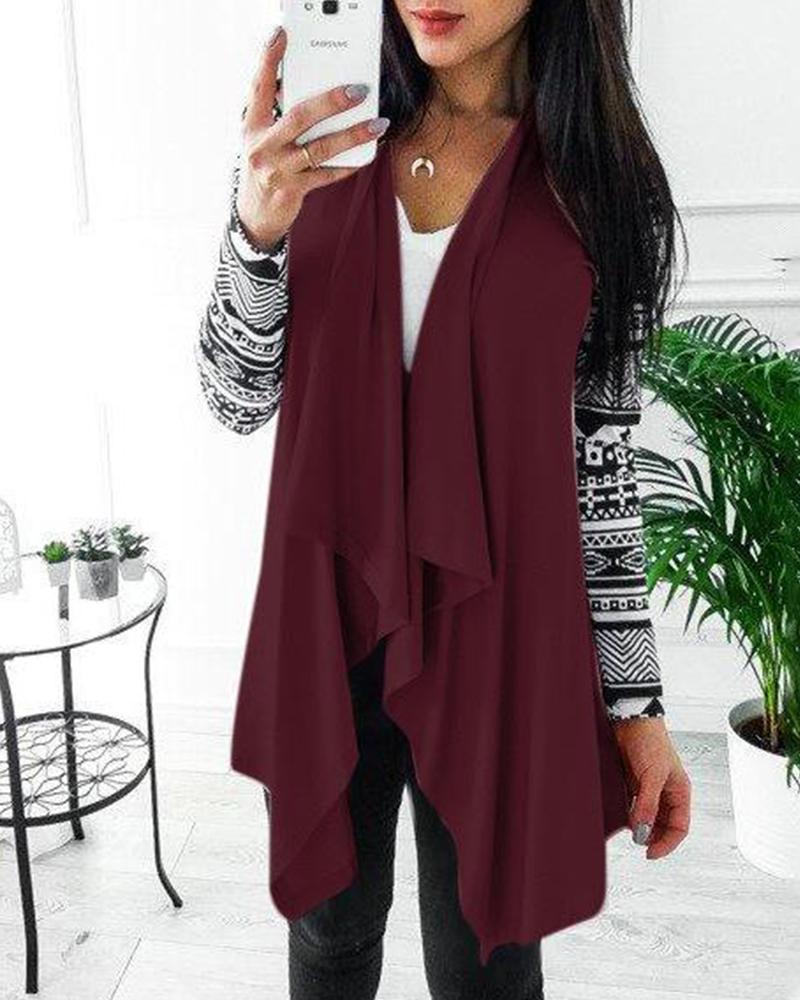 Solid Open Front Drape Cardigan