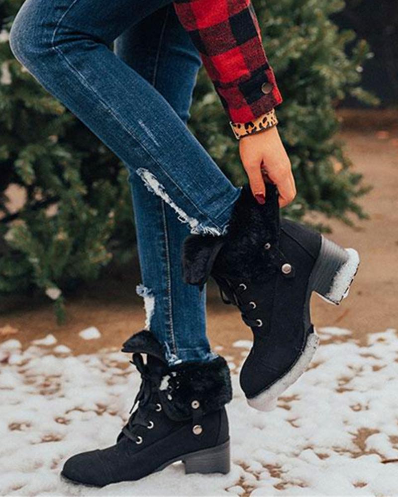 Faux Fur Lined Lace-Up Boots
