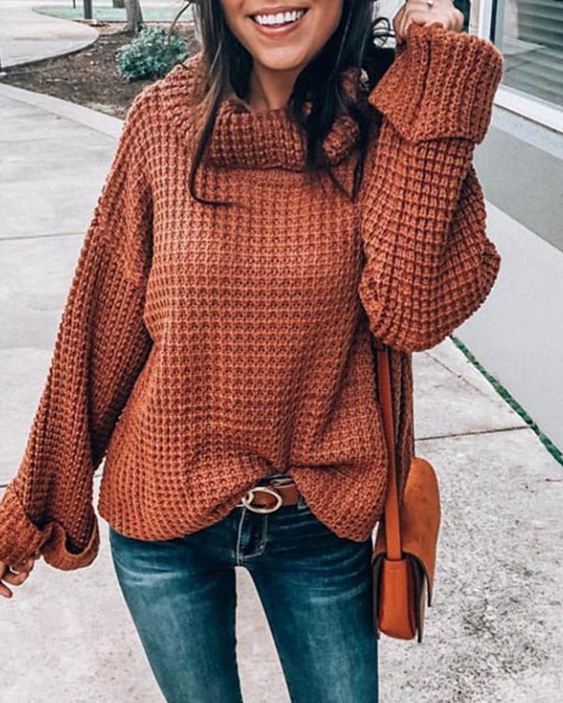 High Neck Oversized Loose-Knitted Sweater