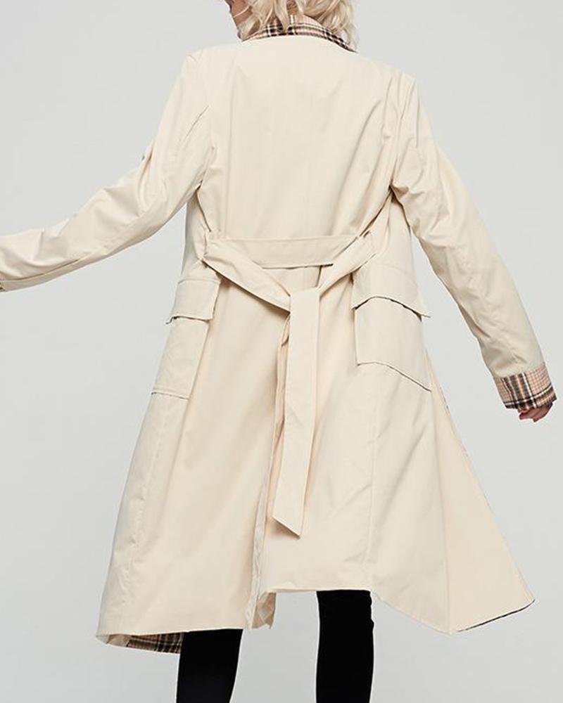 Double Breasted Tie Waist Trench Coat
