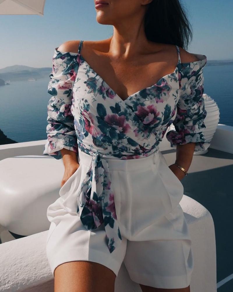 Floral Printed Camisole Knotted Blouse