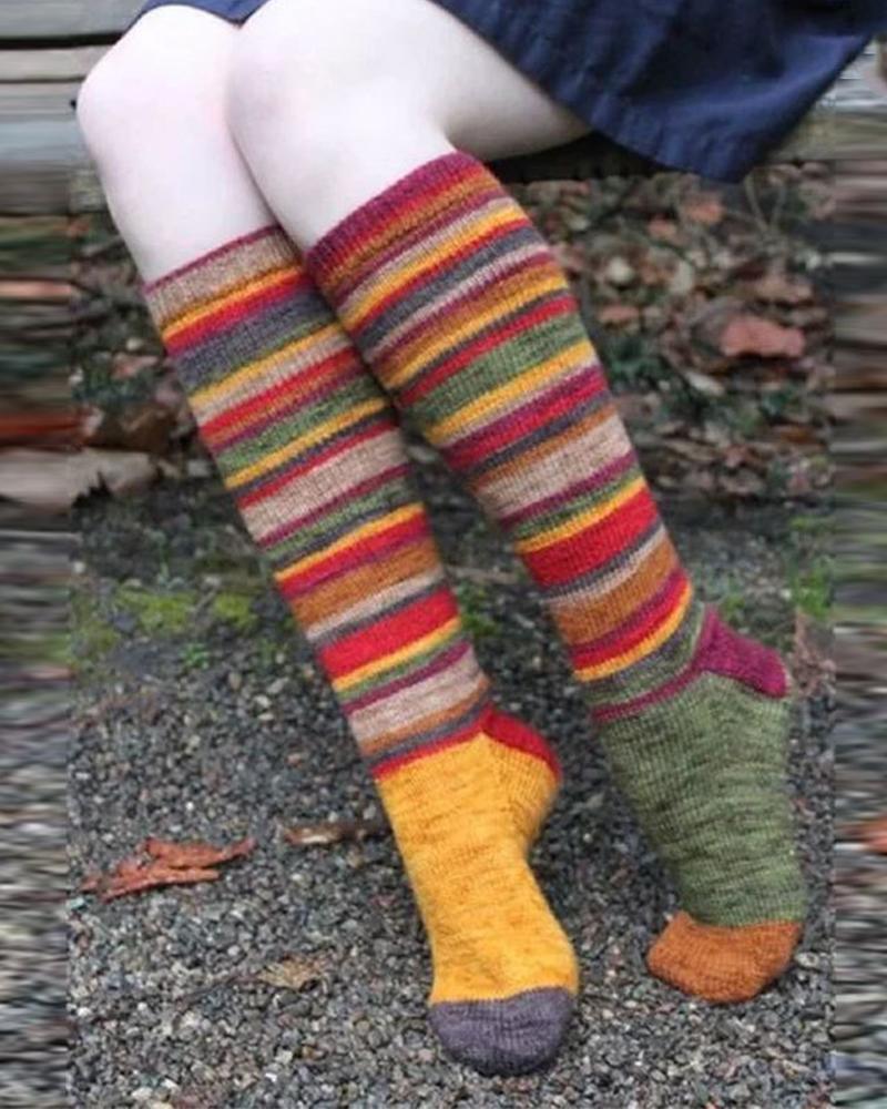 Halloween Colorblock Skinny Midi-calf Socks