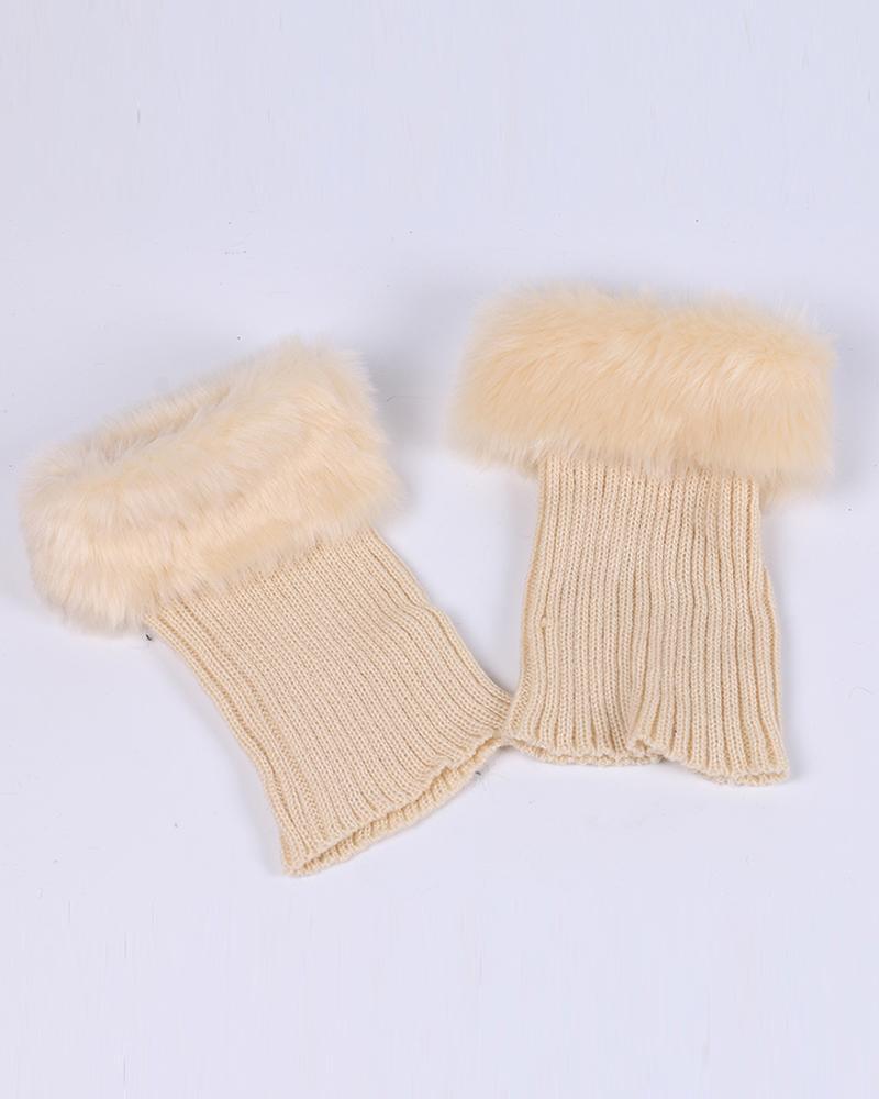 Solid Fluffy Knitted Ankle Socks