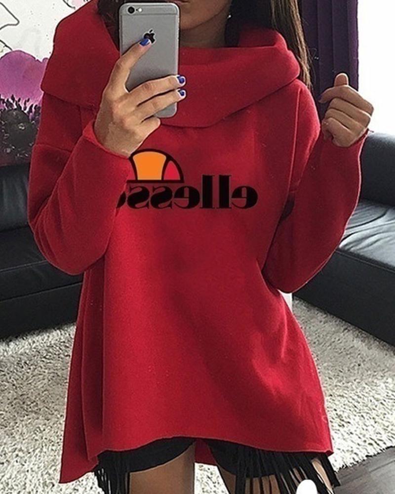 Letter Print Pullover Hoodie