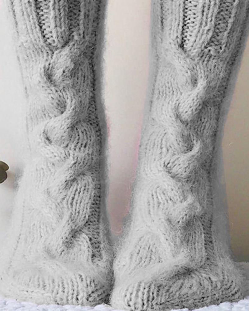 Casual Solid Color Plush Socks