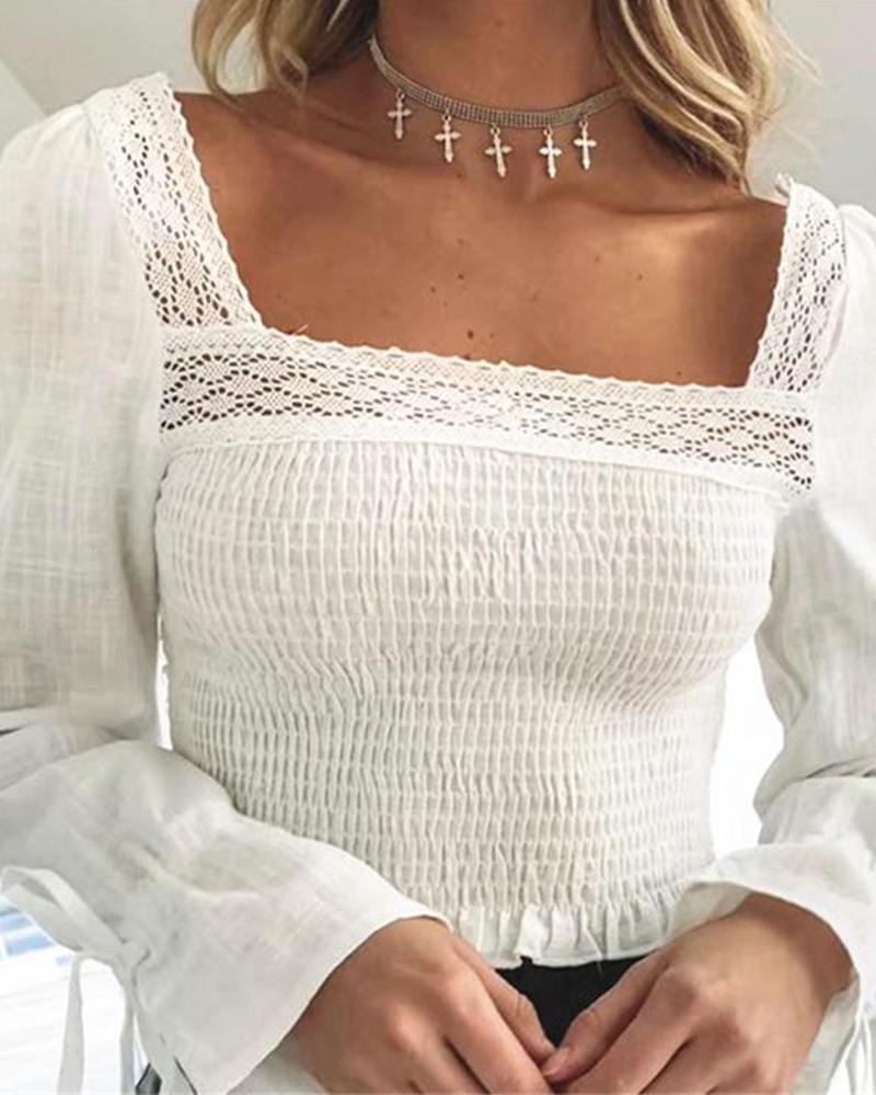 Outlet26 Square Neck Ruched Top white