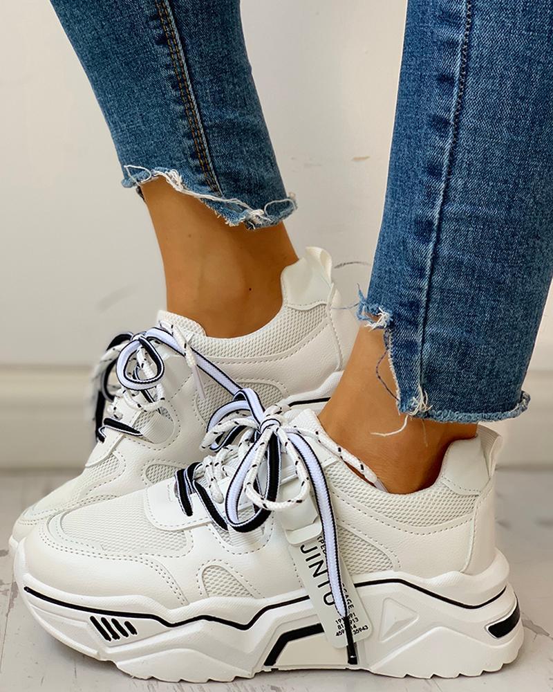 Platforms Lace-Up Breathable Casual Sneakers