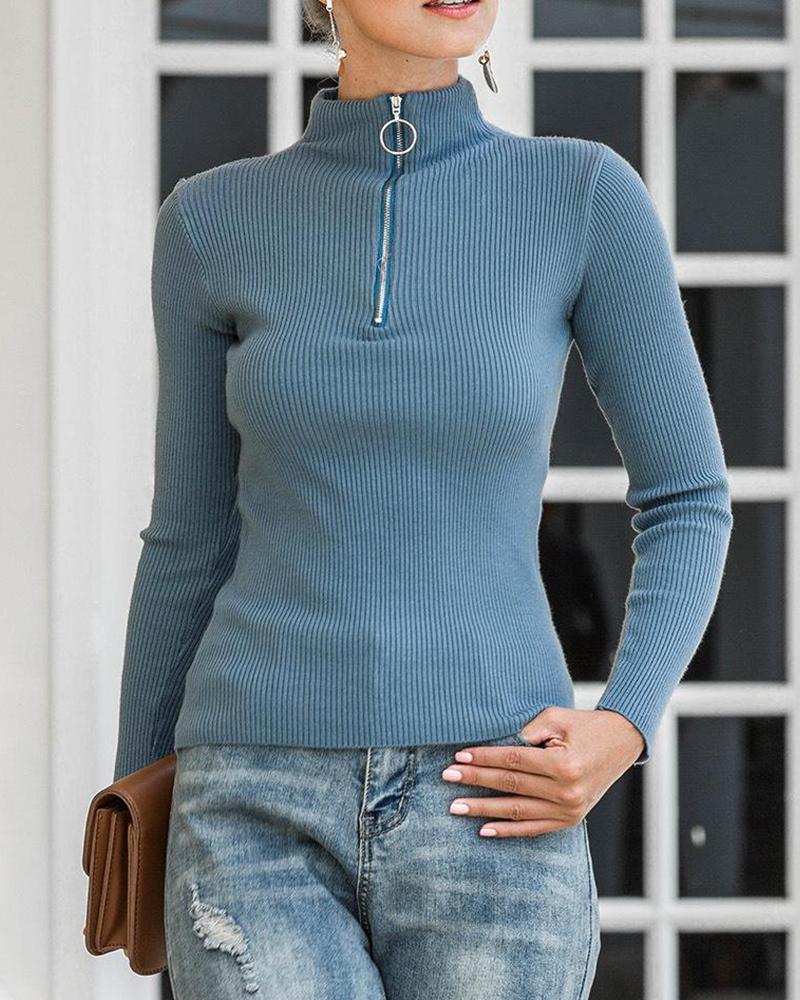 Mock Neck Half Zip Sweater