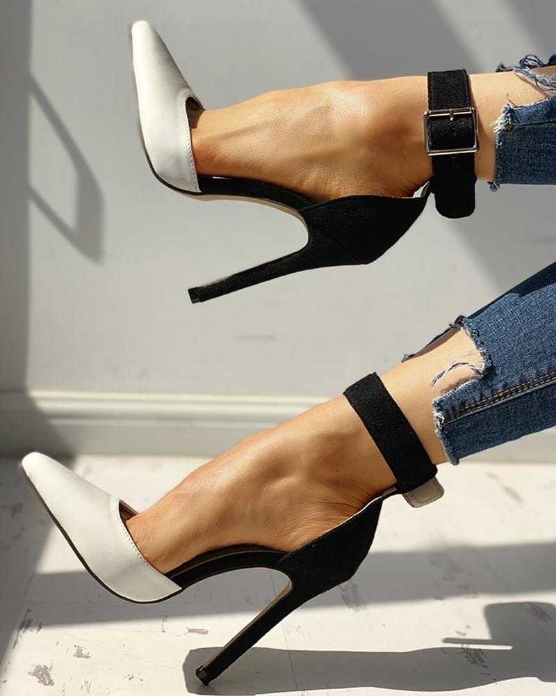 Pointed Toe Ankle Strap Thin Heels