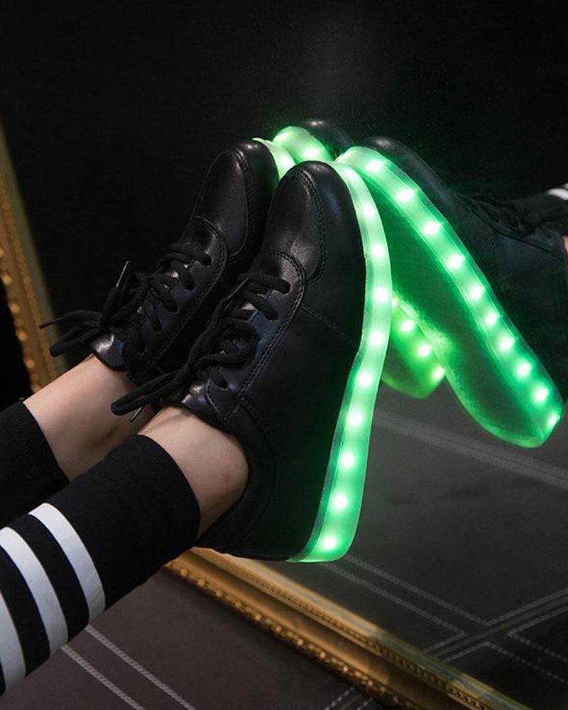 Outlet26 Leatherette LED Light Up Sneaker black