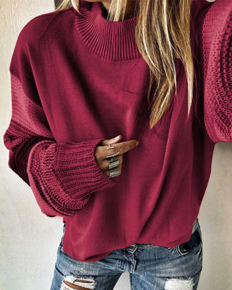 Colorblock Patchwork Design Casual Sweater