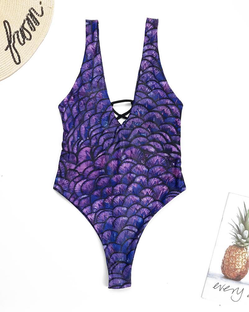 Fish Scale One-Piece Swimsuit