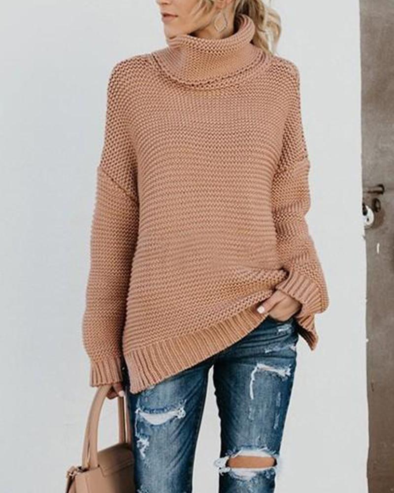 High Neck Loose Knit Sweater