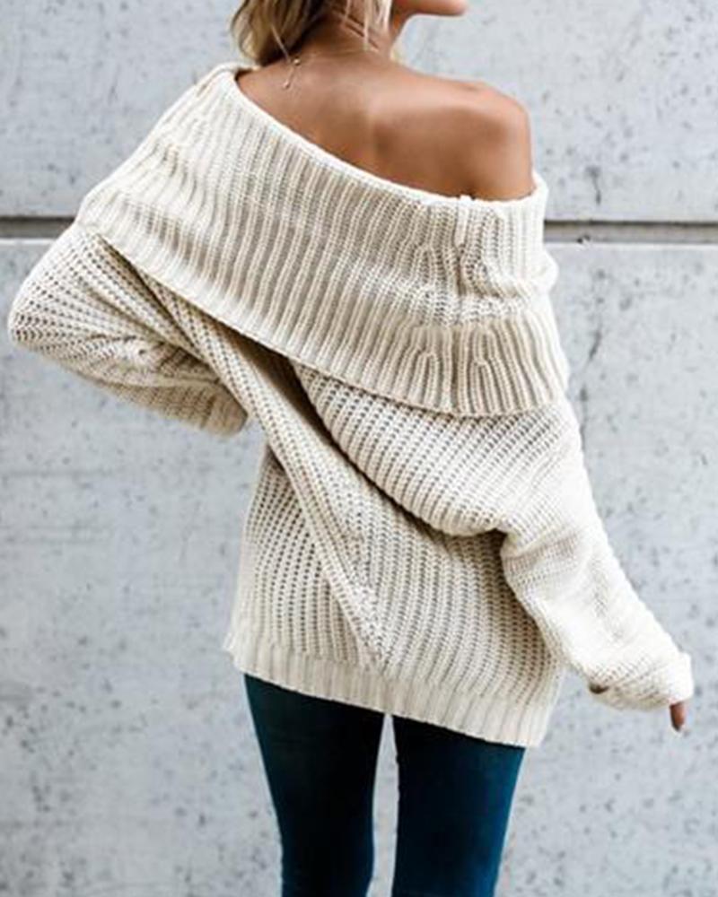 Off Shoulder Rib Knit Sweater