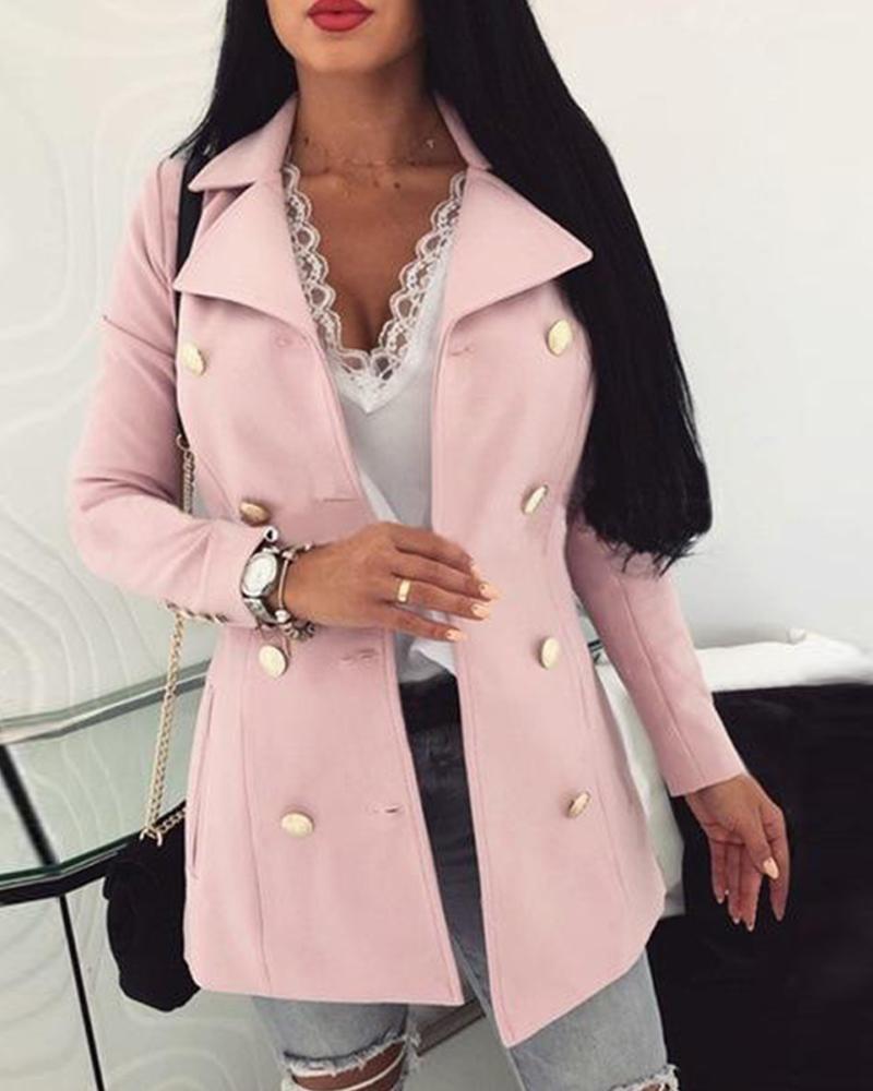 Long Sleeve Collared Button-Up Coat