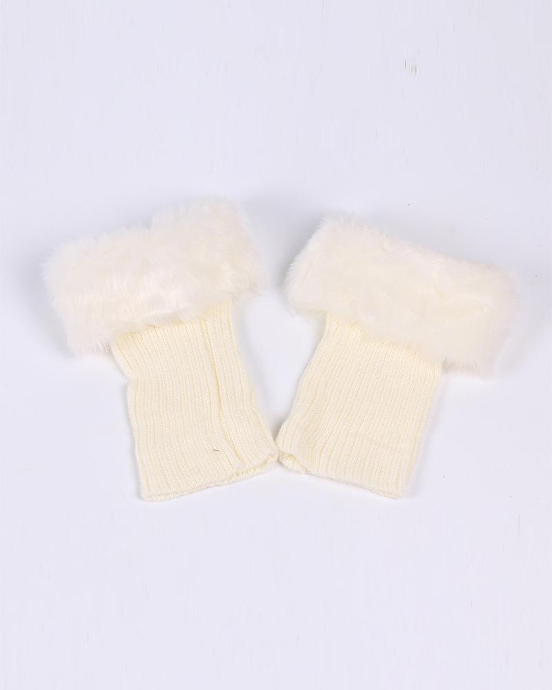 Solid Fluffy Knitted Ankle Socks