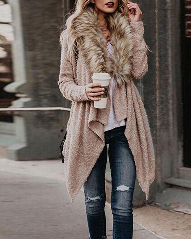Solid Faux Fur Lined Cardigan