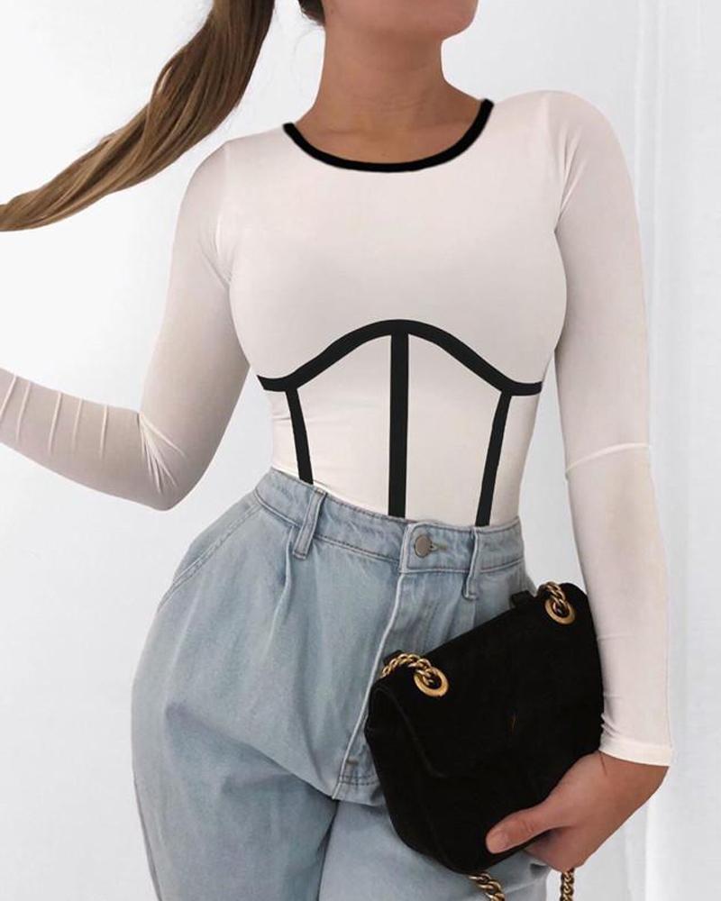 Bustier Outline Long Sleeve Top