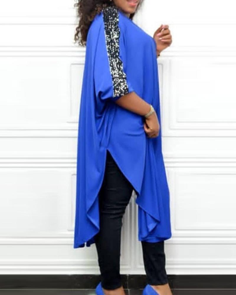 Oversized Side Contrast Tunic Top