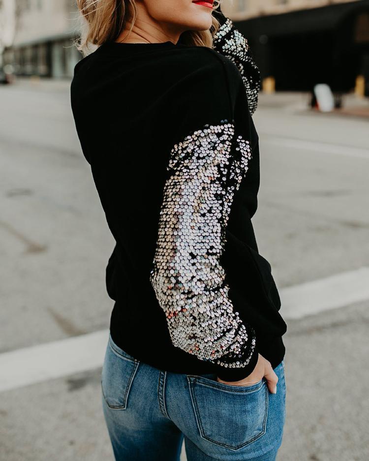 Glittering Sequins Design Casual Sweatshirt