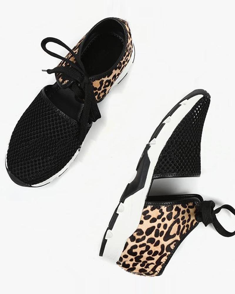 Perforated Cut Out Lace-Up Sneakers
