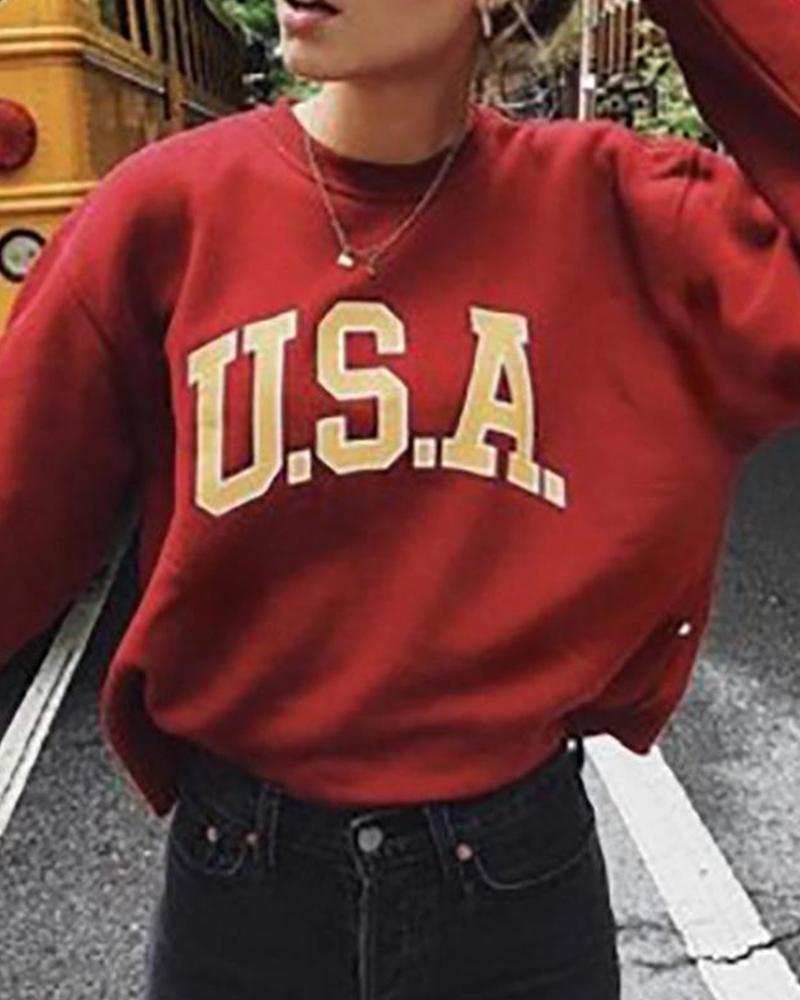 Outlet26 Letter Print Oversized Sweatshirt red