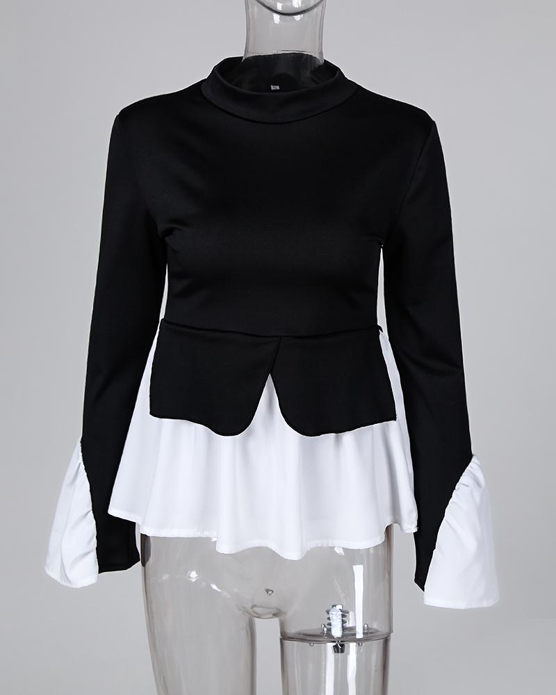 Layered Contrast Long Sleeve Top