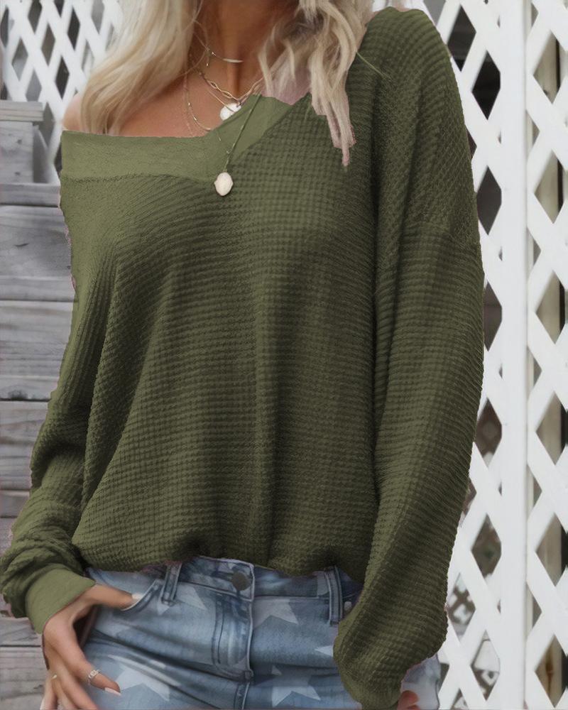 Casual V-neck Long Sleeve Sweater