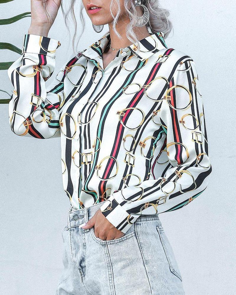 Colorful Striped Printed Long Sleeve Shirt