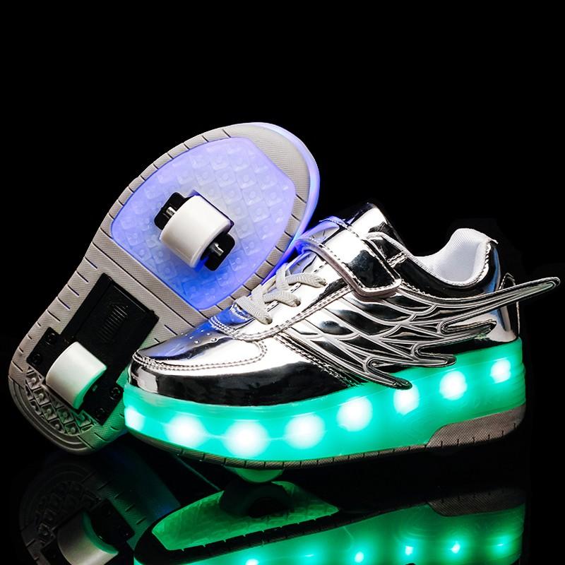 Outlet26 LED Rechargeable Kids Roller Skate Shoes - kids Black