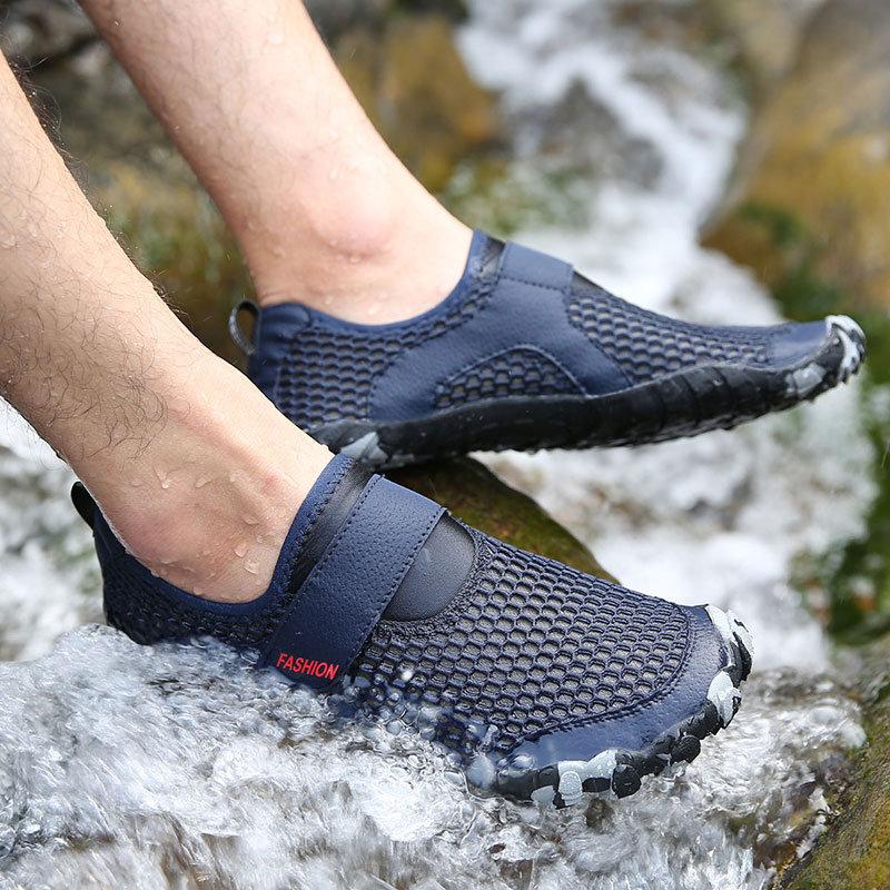 Men Mesh Quick Dry Non-Slip Hook Loop Boating Upstream Water Shoes