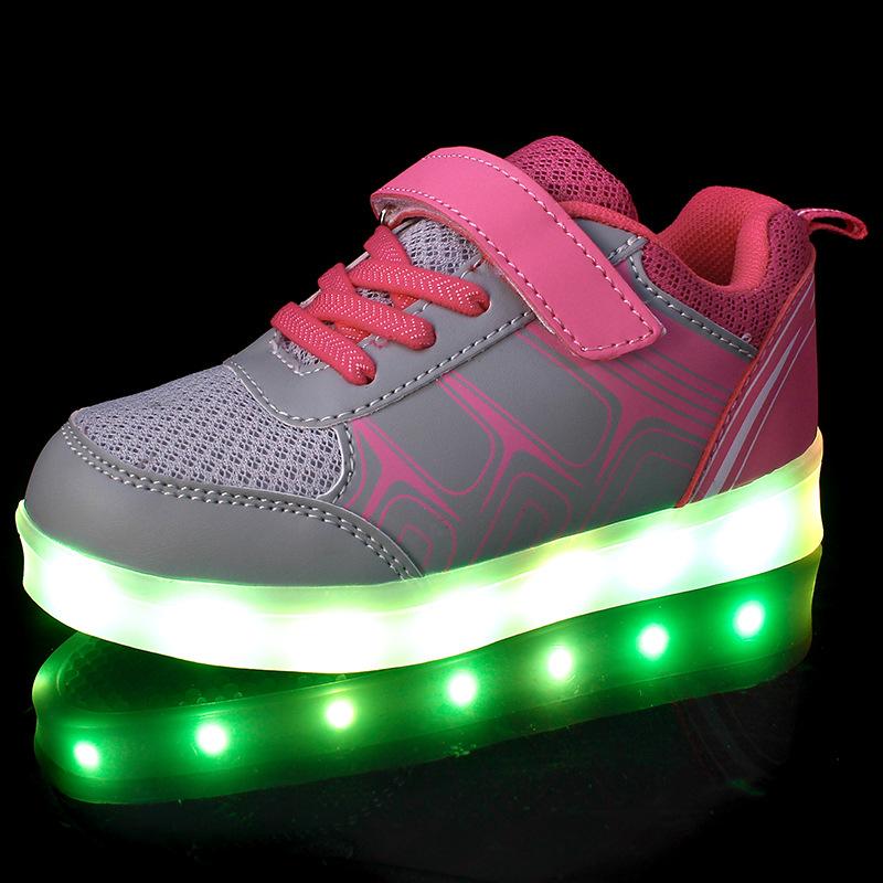Outlet26 USB Charging LED Colorful Light Up sneakers - kids Pink
