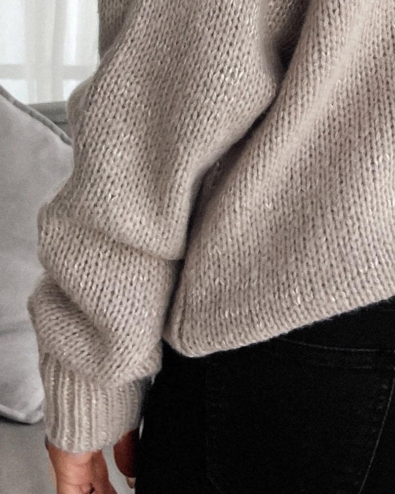 Long Sleeve PLain Knit Casual Sweater