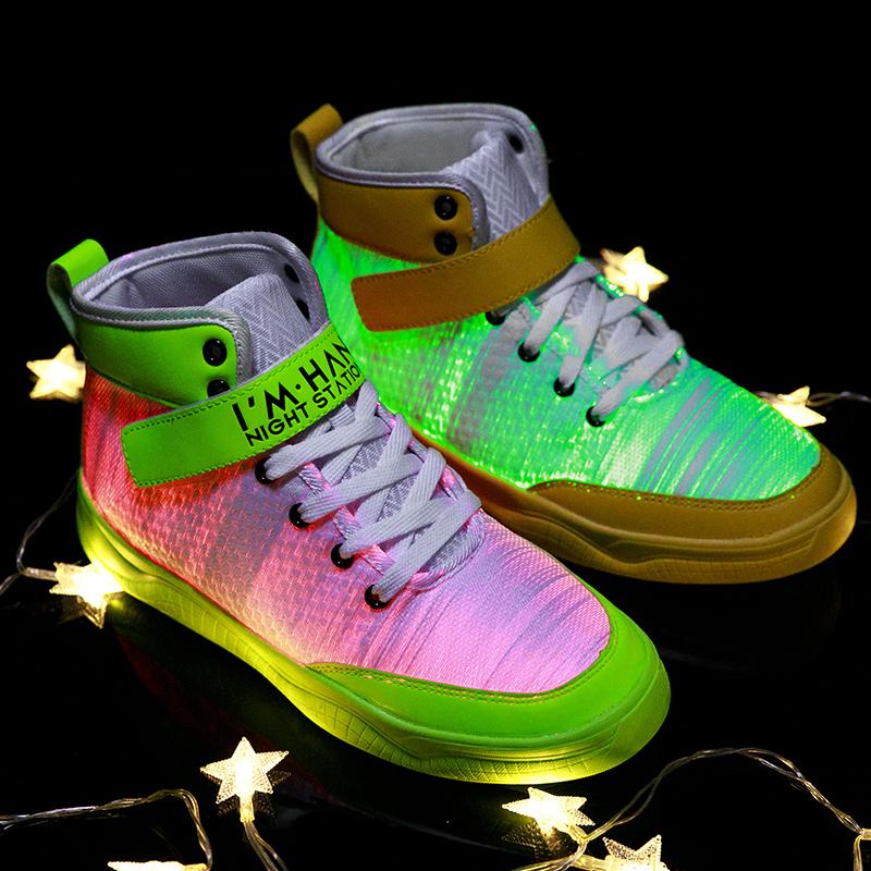 Outlet26 Fiber Optic light up Shoes Rechargable - junior White Green