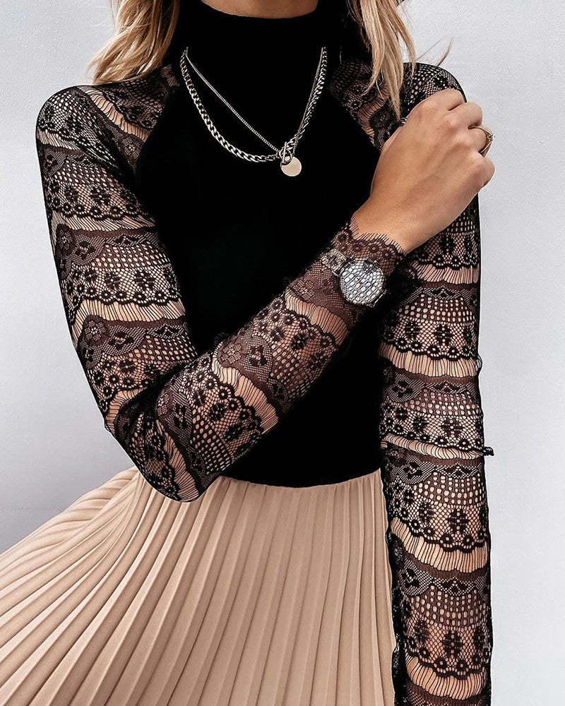 Crochet Lace Long Sleeve Top