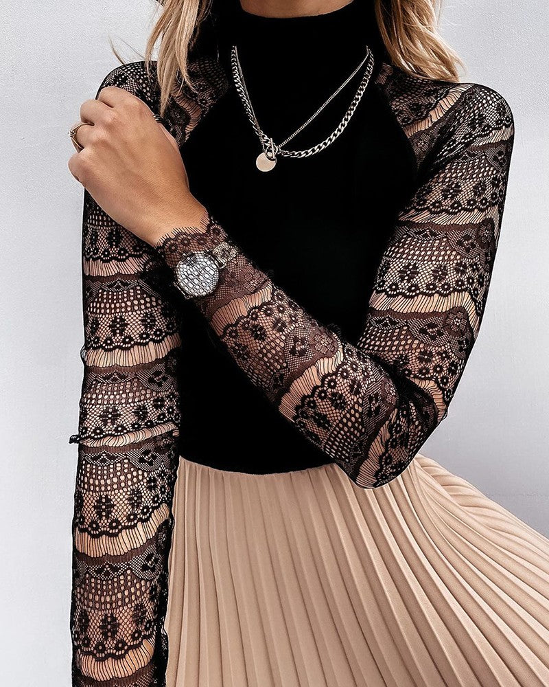 Crochet Lace Long Sleeve Top
