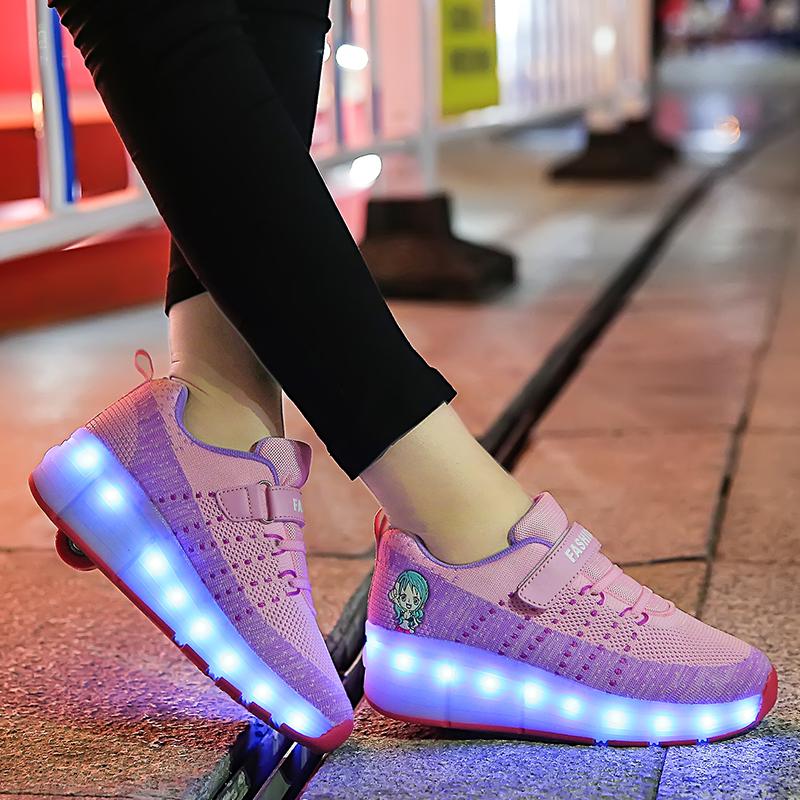 Single Wheels Roller Skate Shoes Luminous - kids