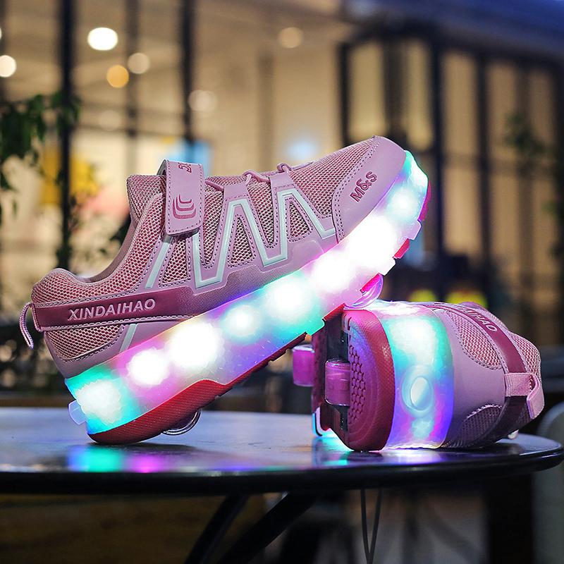 Double Wheels Roller Skate Shoes Luminous - kids