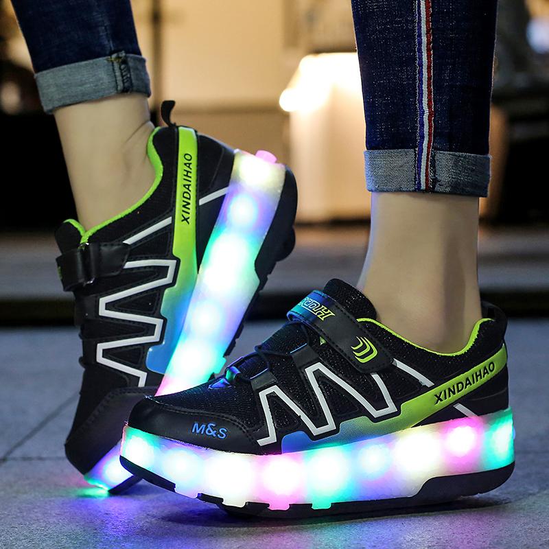 Double Wheels Roller Skate Shoes Luminous - kids