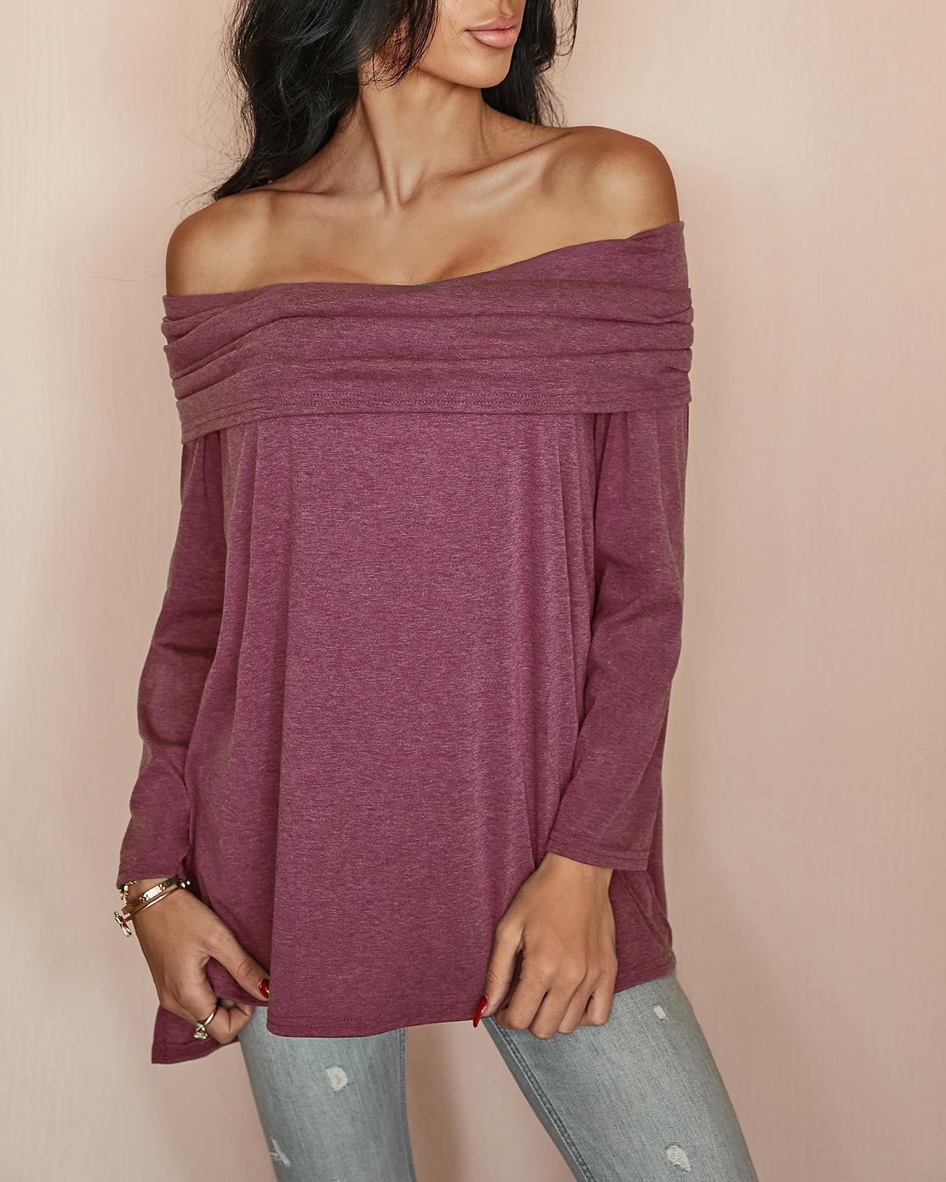 Stylish Ruched Fold-over Casual Blouse
