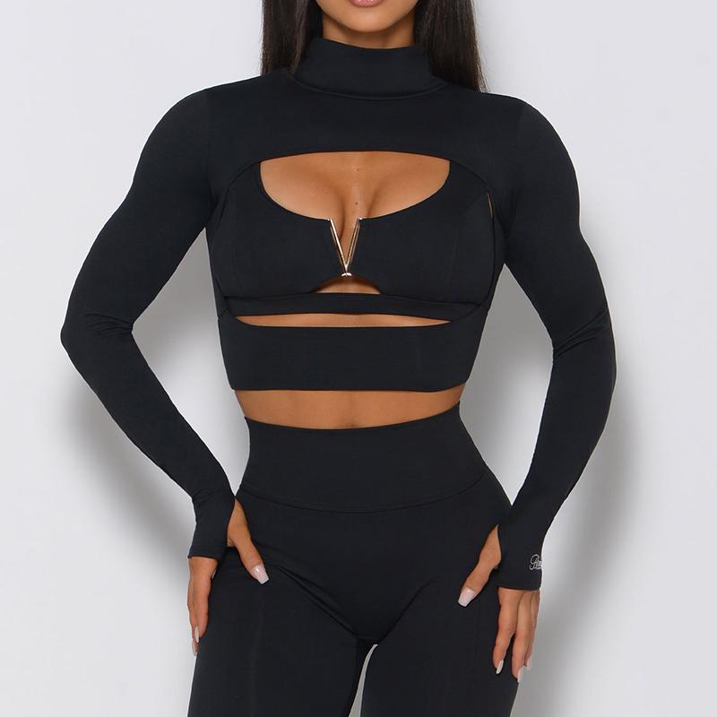 Black sexy 2 piece suits Bodycon hollow out cropped top and pants leggings