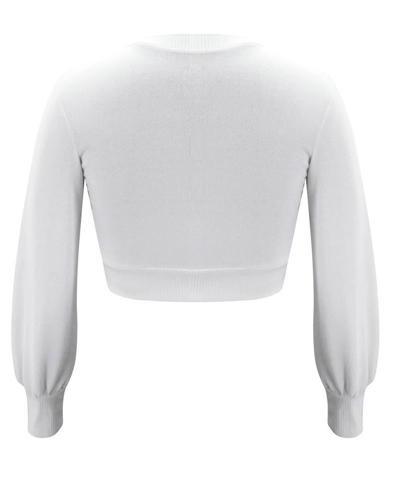 Solid Long Sleeve Casual Top