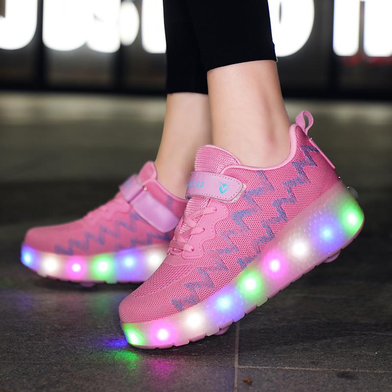 LED Skate Sneakers Retractable Wheels - kids
