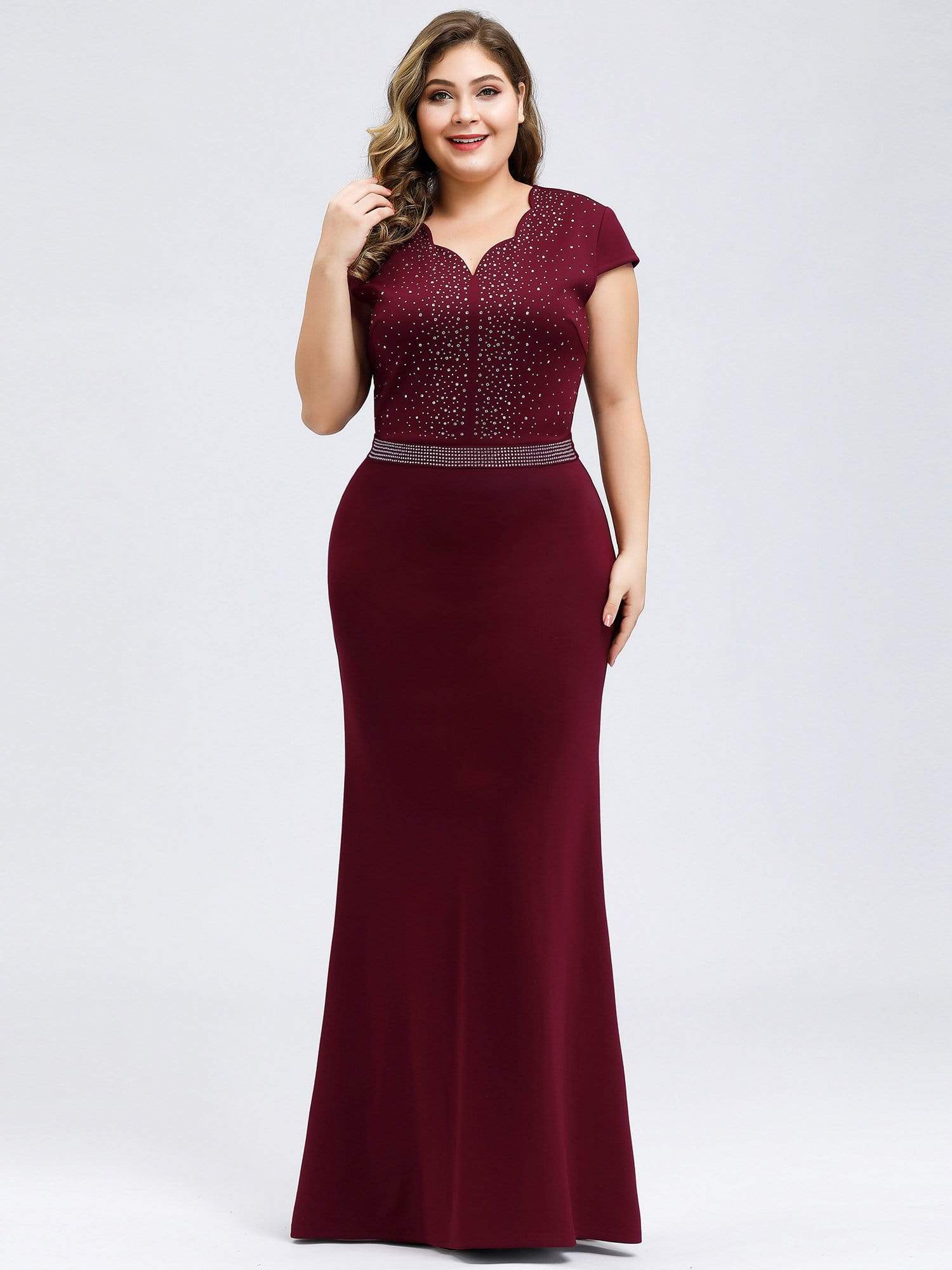 Plus Size Mother of Bridesmaid Dress with Shimmery Rhinestone