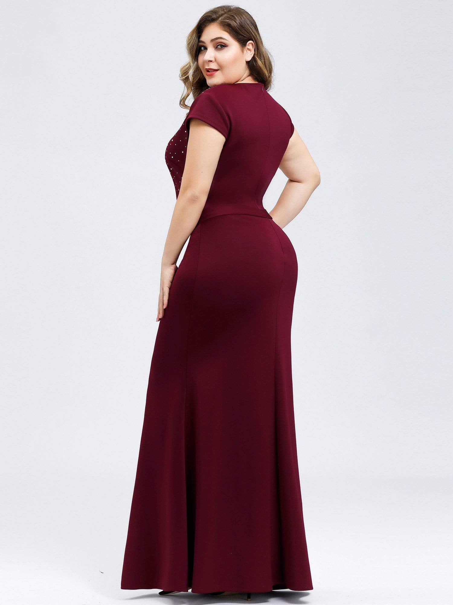Plus Size Mother of Bridesmaid Dress with Shimmery Rhinestone