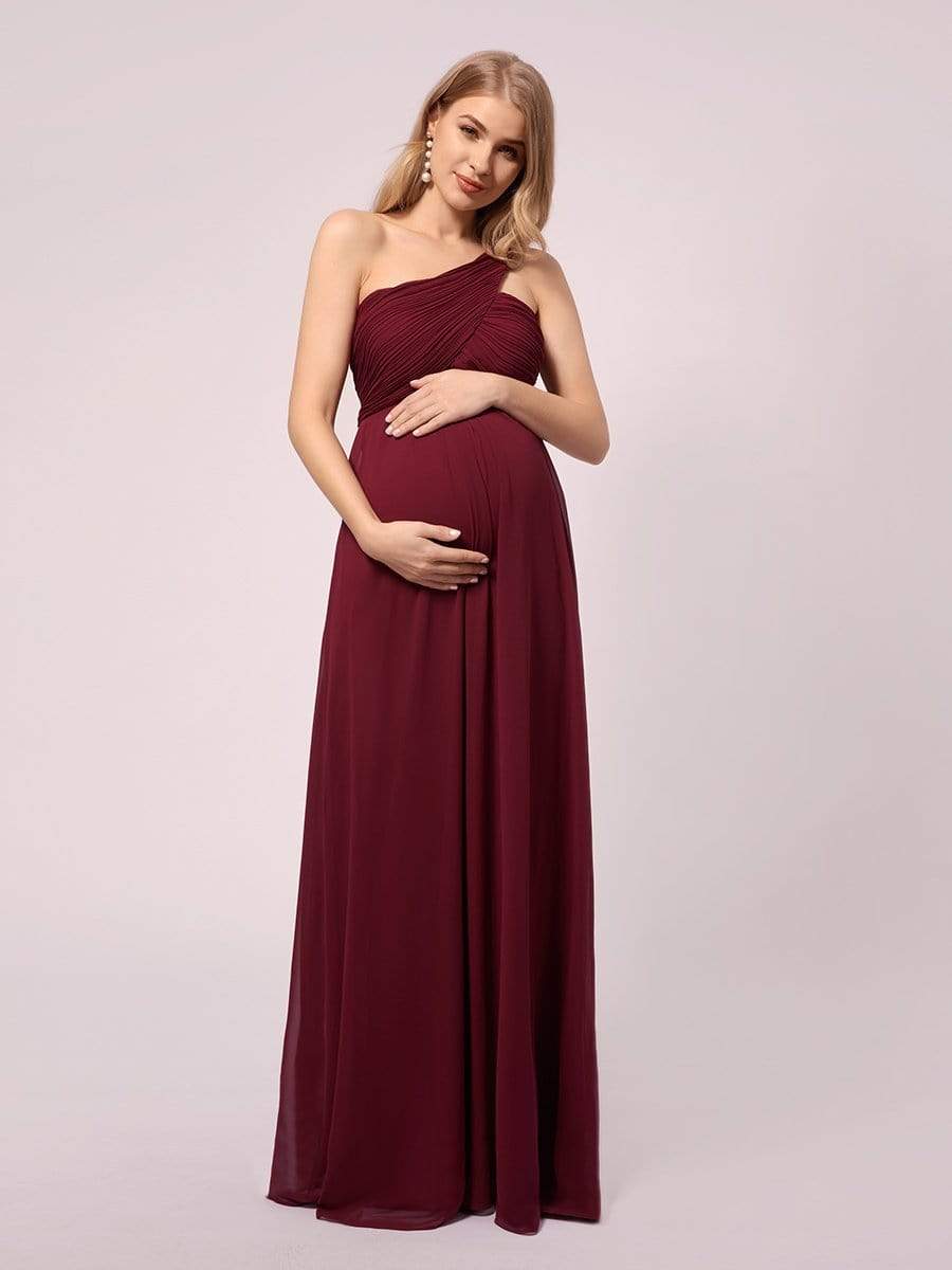 Maxi Chiffon One Shoulder Dress for Women Maternity