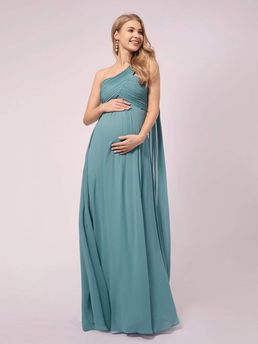 Maxi Chiffon One Shoulder Dress for Women Maternity